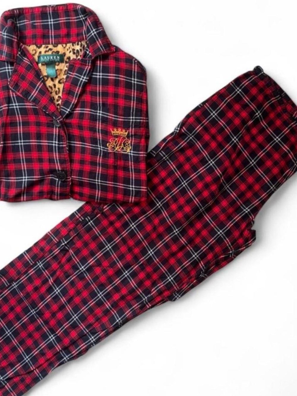 Ralph Lauren Plaid Pajama Set 100% Cotton Size Small